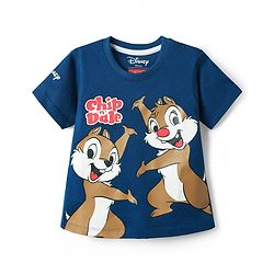 Babyhug Disney Single Jersey Knit Half Sleeves T-Shirt & Shorts Set with Chip N Dale Graphics - Navy Blue