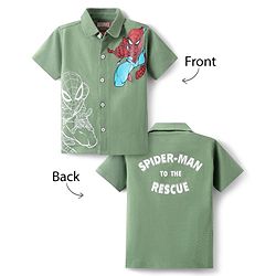 Babyhug Marvel Single Jersey Knit Half Sleeves Shirt With Spider Man Graphics - Green