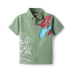Babyhug Marvel Single Jersey Knit Half Sleeves Shirt With Spider Man Graphics - Green