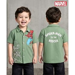 Babyhug Marvel Single Jersey Knit Half Sleeves Shirt With Spider Man Graphics - Green