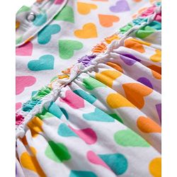 Babyhug Single Jersey Knit Half Sleeves Frock with Heart Print - White