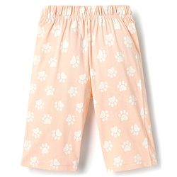 Babyhug Cotton Knit Half Sleeves Capri Night Suit With Kitten Print - Pink