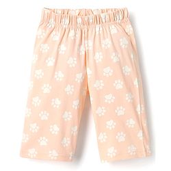 Babyhug Cotton Knit Half Sleeves Capri Night Suit With Kitten Print - Pink