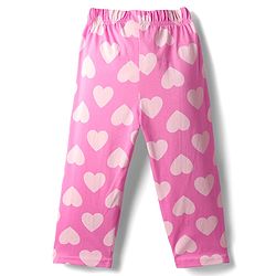 Babyhug Cotton Knit Half Sleeves Co-Ord Night Suit With Heart Print - Pink