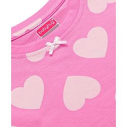 Babyhug Cotton Knit Half Sleeves Co-Ord Night Suit With Heart Print - Pink