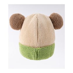 Babyhug Woollen Cap With Bear Face & Ear Applique  Orange - Diameter 10 cm