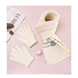 Babyhug Designed Woollen Cap Glove & Muffler Sets with Pom Pom Offwhite - Diameter 11 cm