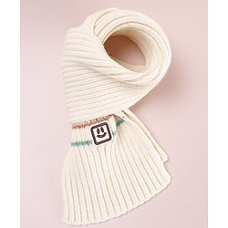 Babyhug Designed Woollen Cap Glove & Muffler Sets with Pom Pom Offwhite - Diameter 11 cm