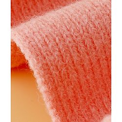 Babyhug Woollen Cap Mitten & Muffler Set with Teddy Embroidery & Applique Pink - Diameter 14 cm