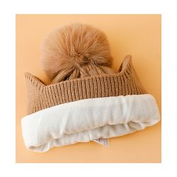 Babyhug Woollen Cap Mitten & Muffler Set with Teddy Embroidery & Applique Pink - Diameter 14 cm