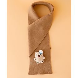Babyhug Woollen Cap Mitten & Muffler Set with Teddy Embroidery & Applique Pink - Diameter 14 cm
