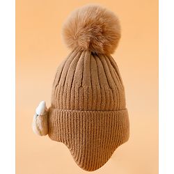 Babyhug Woollen Cap Mitten & Muffler Set with Teddy Embroidery & Applique Pink - Diameter 14 cm