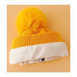 Babyhug Woollen Cap Mitten & Muffler Set with Teddy Embroidery & Applique Yellow - Diameter 12 cm
