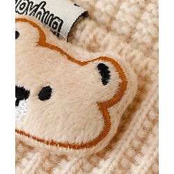 Babyhug Woollen Cap Mitten & Muffler Set with Teddy Embroidery & Applique Yellow - Diameter 12 cm