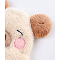 Babyhug Woollen Cap with Muffler & Ear Applique Beige - Diameter 12.5 cm
