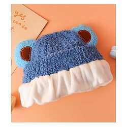 Babyhug Woollen Cap with Ear & Embroidery Blue - Diameter 12.5 cm