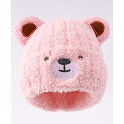 Babyhug Woollen Cap with Ear & Embroidery Blue - Diameter 12.5 cm
