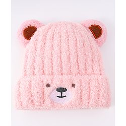 Babyhug Woollen Cap with Ear & Embroidery Blue - Diameter 12.5 cm