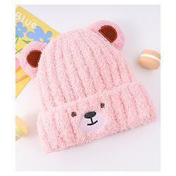 Babyhug Woollen Cap with Ear & Embroidery Blue - Diameter 12.5 cm