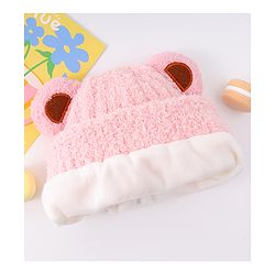 Babyhug Woollen Cap with Ear & Embroidery Blue - Diameter 12.5 cm