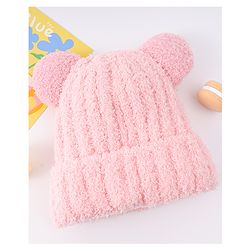 Babyhug Woollen Cap with Ear & Embroidery Blue - Diameter 12.5 cm