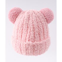 Babyhug Woollen Cap with Ear & Embroidery Blue - Diameter 12.5 cm