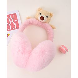 Babyhug Ear Muffs with Bear Applique - Pink