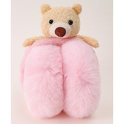 Babyhug Ear Muffs with Bear Applique - Pink