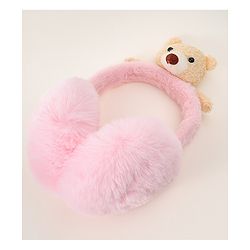Babyhug Ear Muffs with Bear Applique - Pink