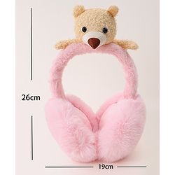 Babyhug Ear Muffs with Bear Applique - Pink