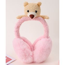Babyhug Ear Muffs with Bear Applique - Pink