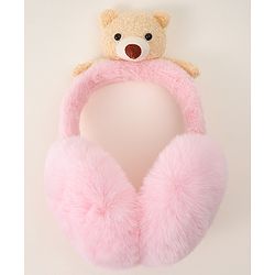 Babyhug Ear Muffs with Bear Applique - Pink