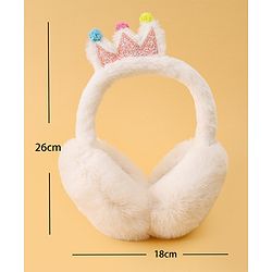 Babyhug Ear Muffs with Crown Applique - White