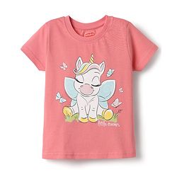 Babyhug Cotton Knit Half Sleeves Capri Night Suit With Unicorn & Butterfly Print - Pink