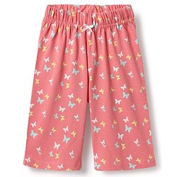 Babyhug Cotton Knit Half Sleeves Capri Night Suit With Unicorn & Butterfly Print - Pink