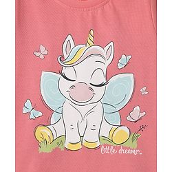 Babyhug Cotton Knit Half Sleeves Capri Night Suit With Unicorn & Butterfly Print - Pink