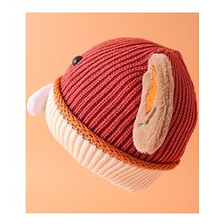 Babyhug Woollen Cap with Ear Bear Design Maroon - Diameter 15 cm