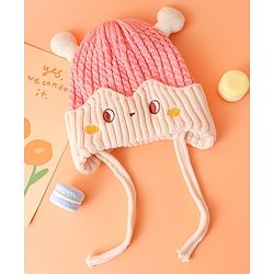 Babyhug Woollen Cap with Knot & Ear Pink - Diameter 13.5 cm