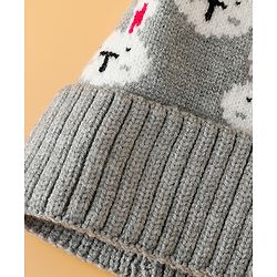Babyhug Woollen Cap With Bunny Print Pink Diameter - 11 cm