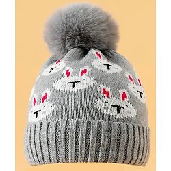 Babyhug Woollen Cap With Bunny Print Pink Diameter - 11 cm