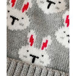 Babyhug Woollen Cap With Bunny Print Pink Diameter - 11 cm