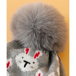 Babyhug Woollen Cap With Bunny Print Pink Diameter - 11 cm