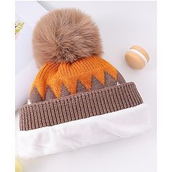 Babyhug Woollen Cap Pom Pom Khaki - Diameter 14.5 cm