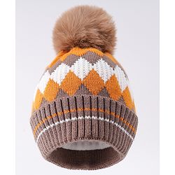 Babyhug Woollen Cap Pom Pom Khaki - Diameter 14.5 cm