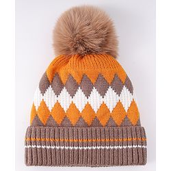 Babyhug Woollen Cap Pom Pom Khaki - Diameter 14.5 cm