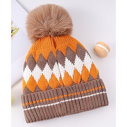 Babyhug Woollen Cap Pom Pom Khaki - Diameter 14.5 cm