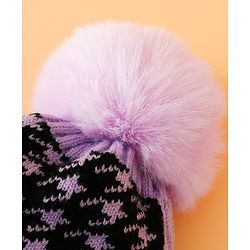 Babyhug Woollen Cap  With Bear Embriodery Purple - Diameter 11 cm