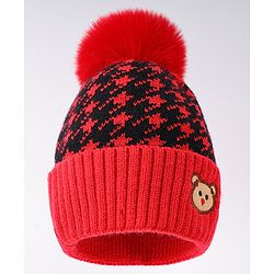 Babyhug Woollen Cap  With Bear Embriodery Purple - Diameter 11 cm