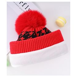 Babyhug Woollen Cap  With Bear Embriodery Purple - Diameter 11 cm