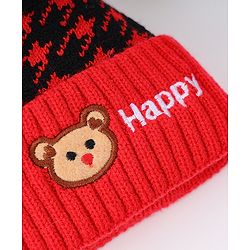 Babyhug Woollen Cap  With Bear Embriodery Purple - Diameter 11 cm
